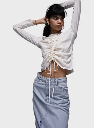 Round Neck Ruched Top