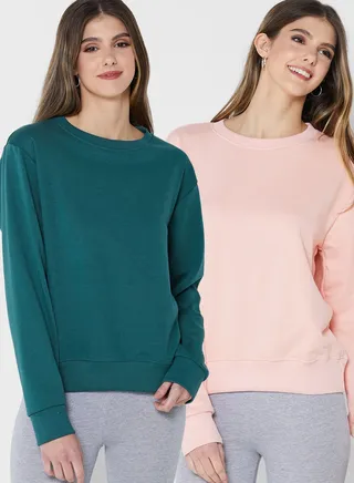2 Pack Essential Round Neck Sweatshirt
