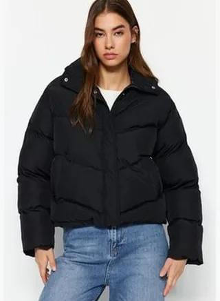 Black Water Repellent Inflatable Jacket TWOAW24MO00048