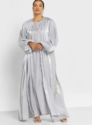 Balloon Sleeve Front Slit Abaya