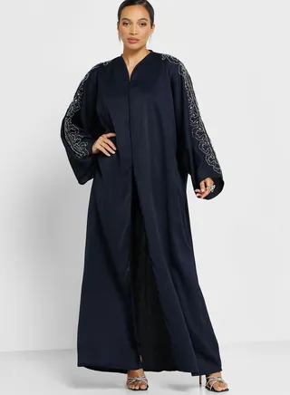 V-Neck Embellished Abaya