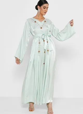 Embellished Belted Jalabiya