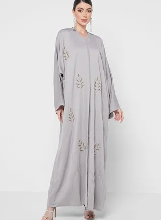 V-Neck Embellished Abaya