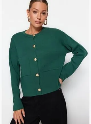 Green Accessorized Knitwear Cardigan TWOAW24HI00023
