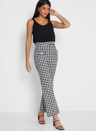 Pocket Detail Checkered Pant