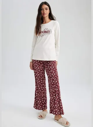 2 Pack Woman Crew Neck Long Sleeve Homewear Knitted Sets