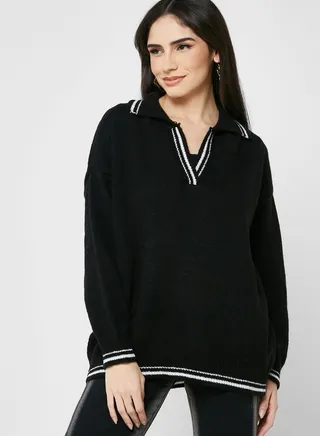 Contrast Trim Detail Sweater