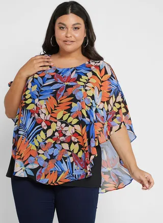 Printed Cold Shoulder Top