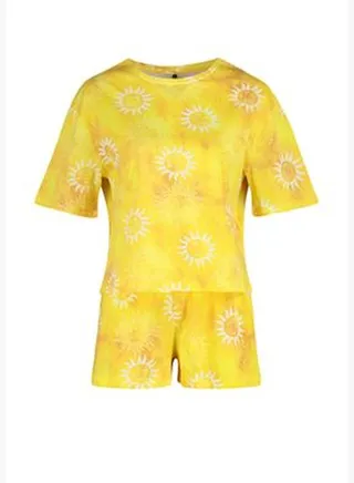 Orange 100% Cotton Galaxy Single Jersey Knitted Pajama Set