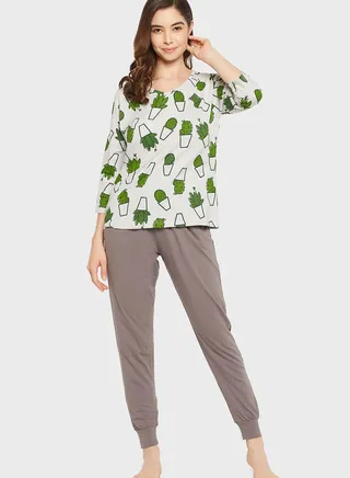 Printed Top & Pyjama Set