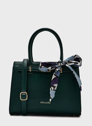 Croc Handbag With Belt Clasp