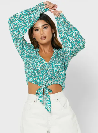 Printed Knot Detail Shirt