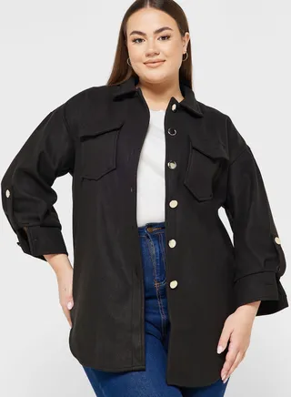 Button Down Open Front Trench Coat