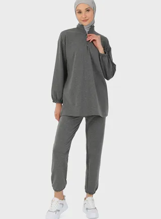 Zip Neck Top & Pants Set