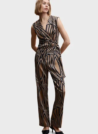 Surplice Neck Ring Detail Jumpsuit