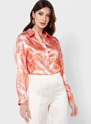 Printed Button Down Shirt