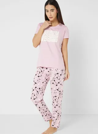 Graphic T-Shirt And Pyjama Set