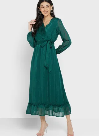 Textured Lurex Fit & Flare Dress