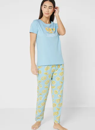 Graphic T-Shirt And Pyjama Set