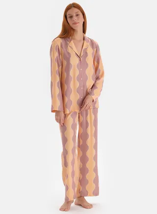 High Leg Printed Pajama Pants