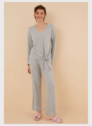 V-Neck Pyjama T-Shirt And Pants Set