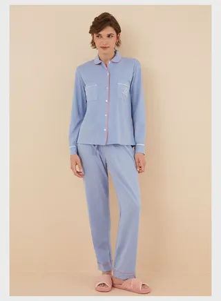 Button Down Pyjama Shirt And Pants Set