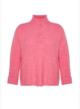 Pink Knitwear Plus Size Sweater TBBAW24AN00045