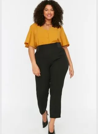 Black Woven Pants with Elastic Waist TBBSS22AR0020