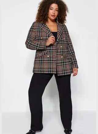 Multicolored Checkered Jacket TBBAW24AG00014