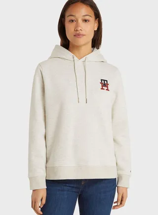 Drawstring Detail Logo Hoodie