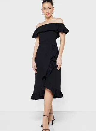 Bardot Waterfall Trim Dress