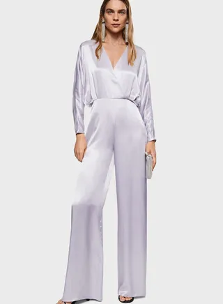 Surplice Neck Wide Leg Jumpsuit