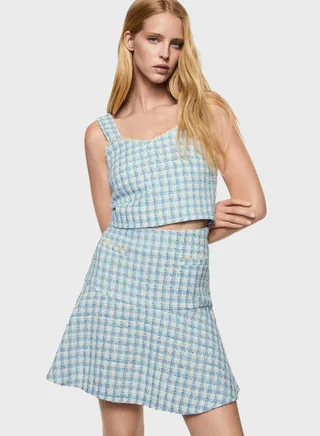 Checked Strappy Crop Top