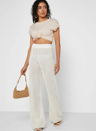 Openwork Wide Leg Pants