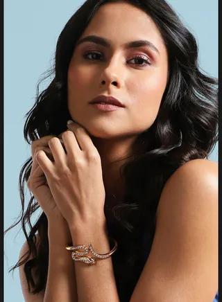 Gold Plated Designer Stone Party Wear Bracelet For Women