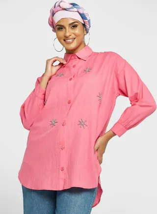 Embellished Detail Button Down Shirt