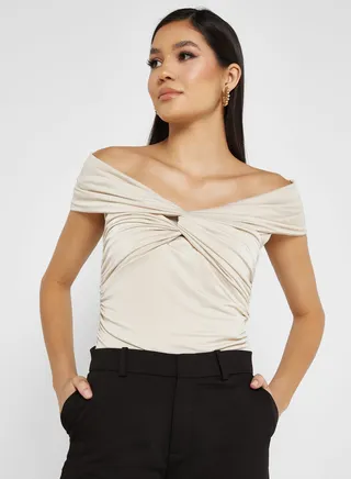 Bardot Knot Detail Top