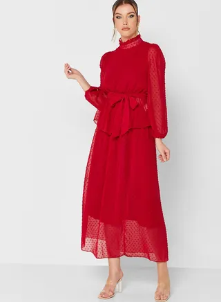 Dobby Textured Top & Skirt Set