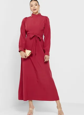 High Neck Fit & Flare Dress