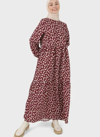Floral Printed Tiered Dress