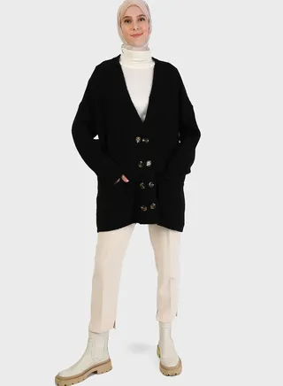 V-Neck Pocket Detail Cardigan