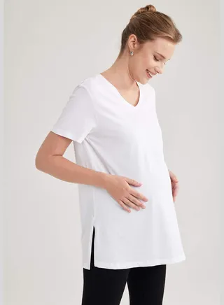 Short Sleeve Long Maternity T-Shirt