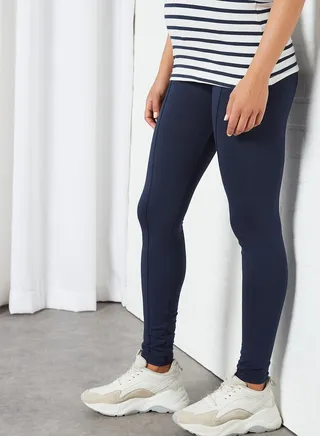 Pintuck Detailing Leggings Navy Blazer