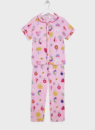Girls Printed Long Sleeve Pyjama Set