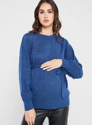 Tie Detail Knitted Sweatshirt