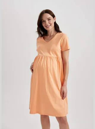Regular Fit Shorts Sleeve Mini Maternity Dress