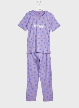 Polka Dot Aop Pj Set