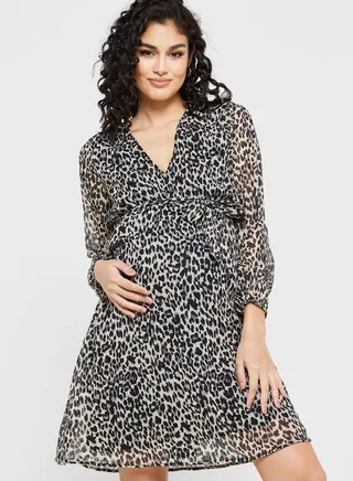 Tie Detail Printed Dress