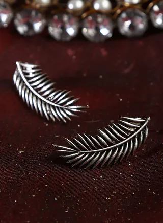Silver-Plated Feather Earrings