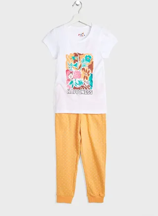 Printed T-Shirt And Joggers Set
